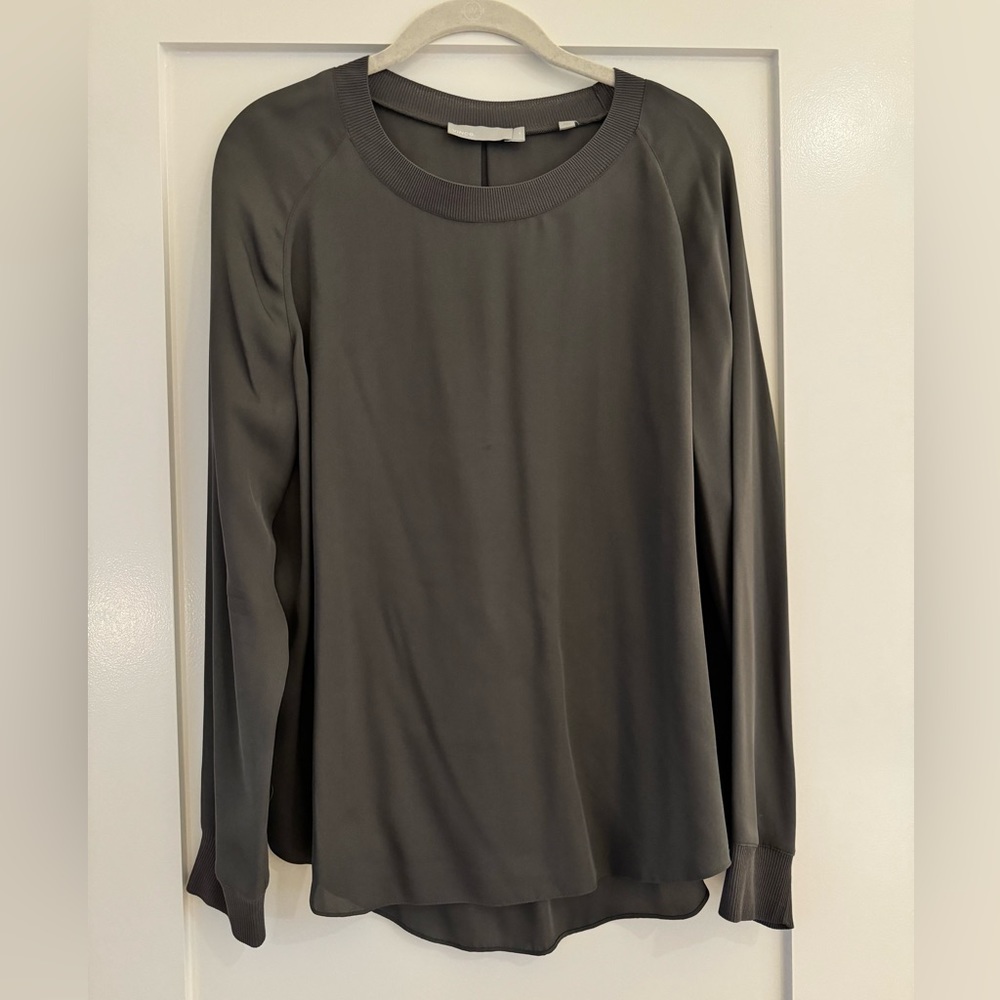 Vince Silk Top Olive Green